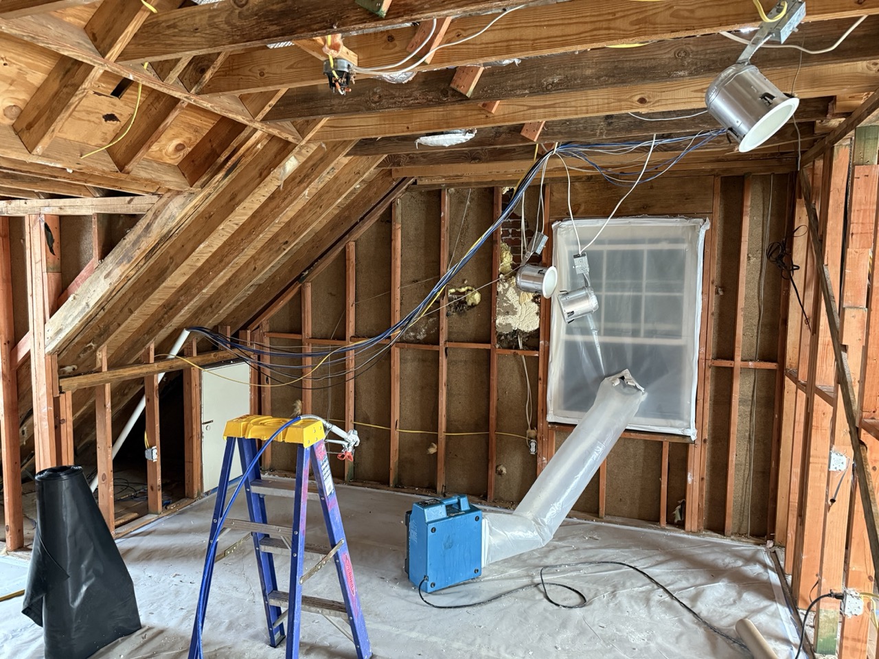 Active remediation jobsite with equipment